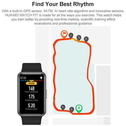 Original Huawei WATCH FIT Smart Watch, Elegant Version, 1.64 inch Amoled Color Screen, Stainless Steel Frame, with Fluorine Rubber Strap, 50 Meter Waterproof, Support 10 Day Endurance & Fast Charging  ... eart Rate / Sleep / Blood Oxygen Monitoring(Black) - Wearable Devices by Huawei | Online Shopping UK | buy2fix