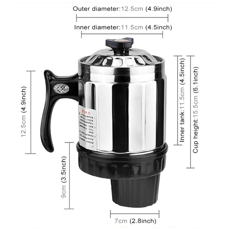 Universal DC 24V Stainless Steel Car Electric Kettle Heated Mug Heating Cup with Charger Cigarette Lighter for Car and Family, Capacity: 1000ML - Heating Cups by buy2fix | Online Shopping UK | buy2fix