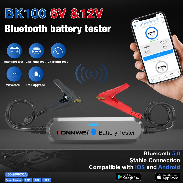 KONNWEI BK100 X431 BST360 Car Bluetooth Battery Tester(Silver) - Electronic Test by KONNWEI | Online Shopping UK | buy2fix