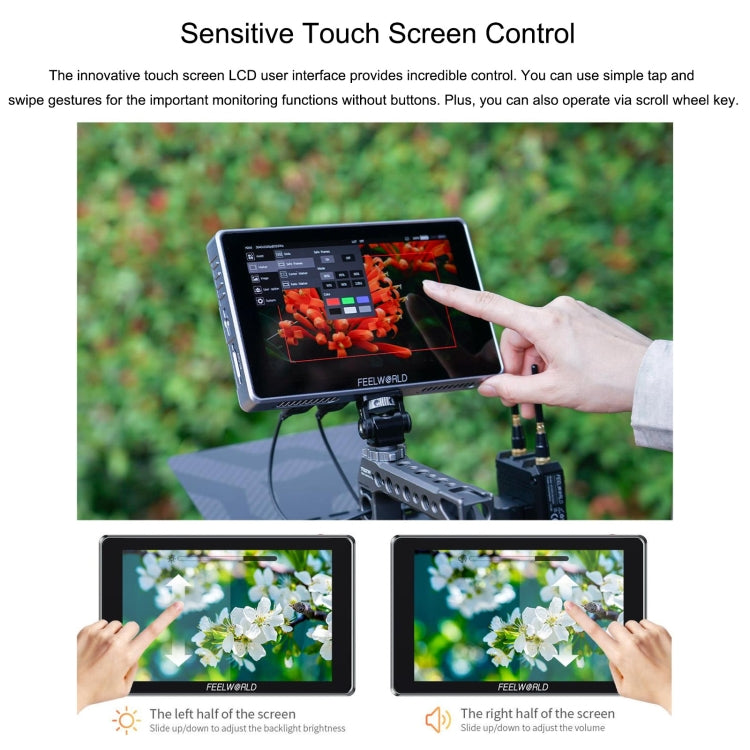 FEELWORLD S7 7-inch 12G-SDI HDMI2.0 Camera Field Monitor High Brightness1600nit Touchscreen (Black) - On-camera Monitors by FEELWORLD | Online Shopping UK | buy2fix