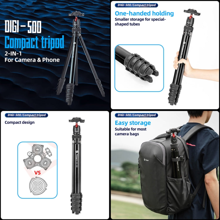 Fotopro DIGI-500 Camera Smartphone Tripod Holder with MH-8 Ballhead (Black) - Tripods by Fotopro | Online Shopping UK | buy2fix