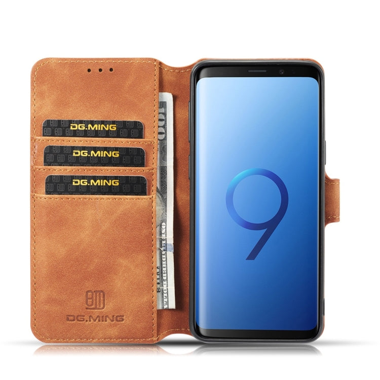 DG.MING Retro Oil Side Horizontal Flip Case with Holder & Card Slots & Wallet for Galaxy S9(Brown) - Galaxy Phone Cases by DG.MING | Online Shopping UK | buy2fix