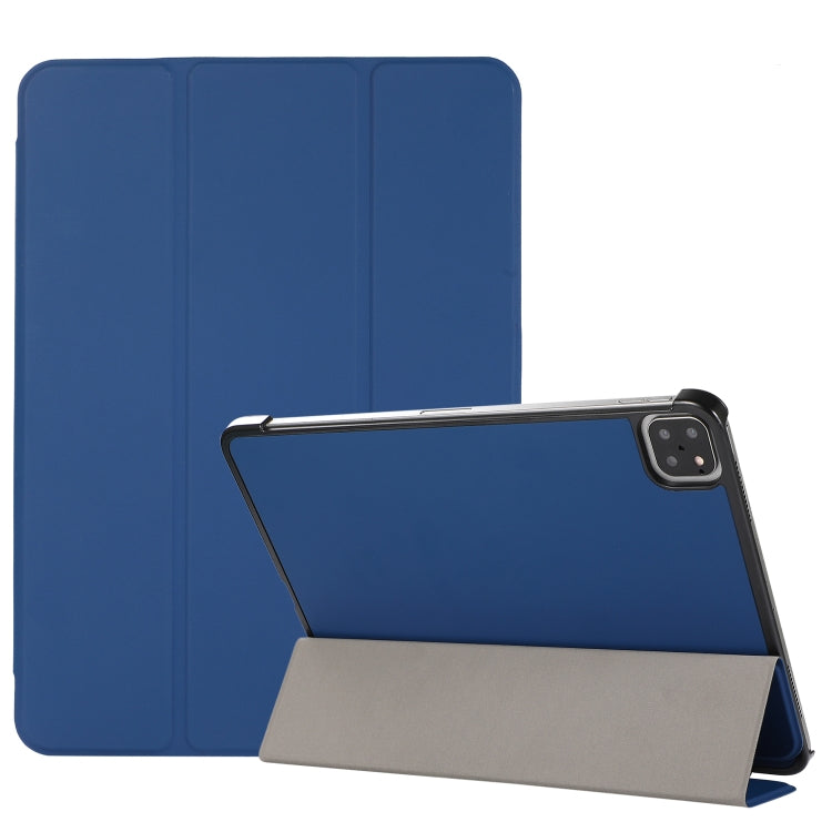 3-folding Skin Texture Horizontal Flip TPU + PU Leather Case with Holder For iPad Air 11 2024 / 2022 / 2020 10.9 (Navy Blue) - iPad Air (2022) / (2020) 10.9 Cases by buy2fix | Online Shopping UK | buy2fix