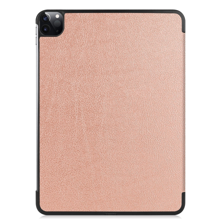 For  iPad Air 13 2024 / Pro 12.9 2022 Custer Texture 3-folding Smart Leather Tablet Case(Rose Gold) - iPad Pro 12.9 (2022/2021) Cases by buy2fix | Online Shopping UK | buy2fix