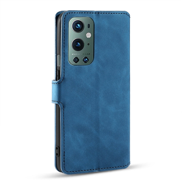 For OnePlus 9 Pro DG.MING Retro Oil Side Horizontal Flip Leather Case with Holder & Card Slots & Wallet(Blue) - OnePlus Cases by DG.MING | Online Shopping UK | buy2fix