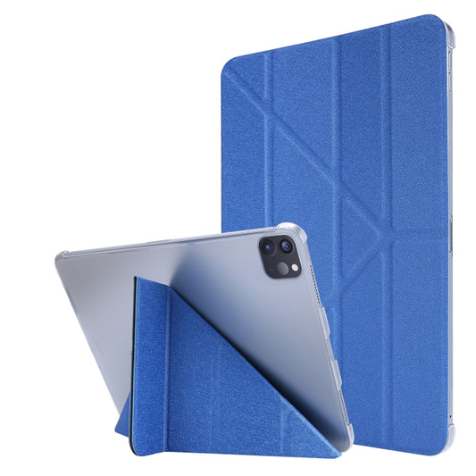 For iPad Air 13 2024 / iPad Pro 12.9 2022 / 2021 Silk Texture Horizontal Deformation Flip Leather Tablet Case with Holder(Blue) - iPad Pro 12.9 (2022/2021) Cases by buy2fix | Online Shopping UK | buy2fix