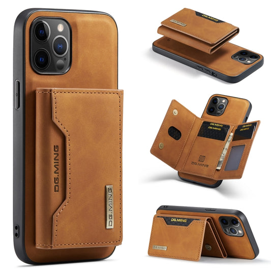 For iPhone 12 / 12 Pro DG.MING M2 Series 3-Fold Multi Card Bag + Magnetic Back Cover Shockproof Case with Wallet & Holder Function(Brown) - iPhone 12 / 12 Pro Cases by DG.MING | Online Shopping UK | buy2fix