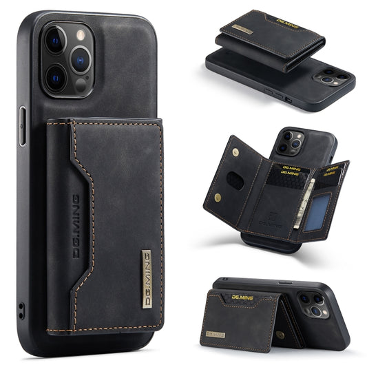 For iPhone 12 Pro Max DG.MING M2 Series 3-Fold Multi Card Bag + Magnetic Back Cover Shockproof Case with Wallet & Holder Function(Black) - iPhone 12 Pro Max Cases by DG.MING | Online Shopping UK | buy2fix