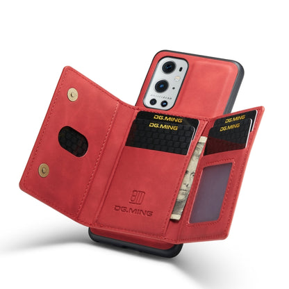 For OnePlus 9 Pro DG.MING M2 Series 3-Fold Multi Card Bag Back Cover Shockproof Case with Wallet & Holder Function(Red) - OnePlus Cases by DG.MING | Online Shopping UK | buy2fix