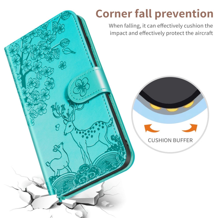 For Xiaomi Redmi 9T Sika Deer Embossing Pattern Horizontal Flip PU Leather Case with Holder & Card Slot & Wallet & Photo Frame(Green) - Xiaomi Cases by buy2fix | Online Shopping UK | buy2fix