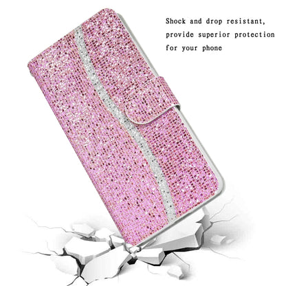 For iPhone 13 Pro Max Glitter Powder Horizontal Flip Leather Case with Card Slots & Holder & Lanyard (Pink) - iPhone 13 Pro Max Cases by buy2fix | Online Shopping UK | buy2fix