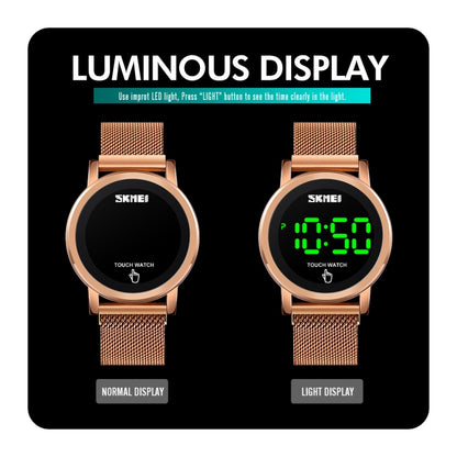 SKMEI 1668 Round Dial LED Digital Display Electronic Watch with Touch Luminous Button(Gold) - LED Digital Watches by SKMEI | Online Shopping UK | buy2fix