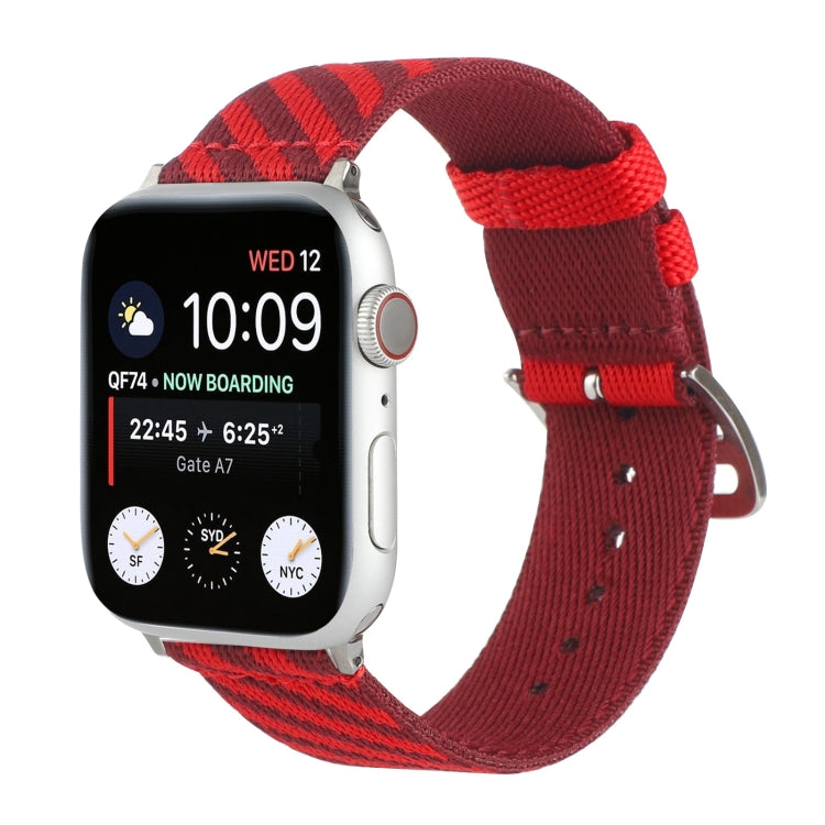 Nylon Single Loop Watch Band For Apple Watch Ultra 49mm&Watch Ultra 2 49mm / Series 9&8&7 45mm / SE 3&SE 2&6&SE&5&4 44mm / 3&2&1 42mm(Red+Dark Red) - Watch Bands by buy2fix | Online Shopping UK | buy2fix