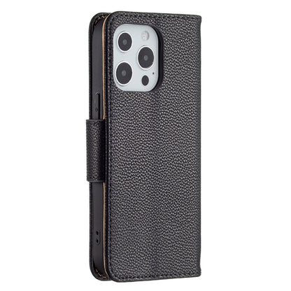 For iPhone 13 Pro Max Litchi Texture Pure Color Horizontal Flip Leather Case with Holder & Card Slots & Wallet & Lanyard (Black) - iPhone 13 Pro Max Cases by buy2fix | Online Shopping UK | buy2fix