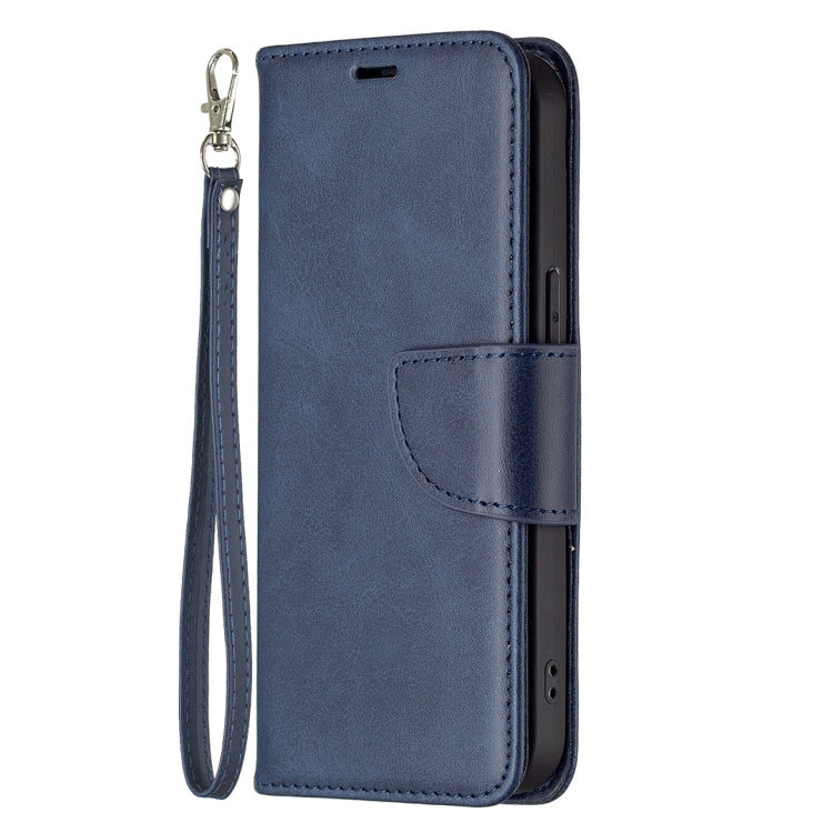 For iPhone 13 Pro Retro Lambskin Texture Pure Color Horizontal Flip PU Leather Case, with Holder & Card Slots & Wallet & Lanyard(Blue) - iPhone 13 Pro Cases by buy2fix | Online Shopping UK | buy2fix