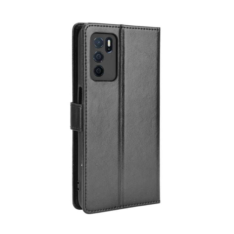 For OPPO A16 Crazy Horse Texture Horizontal Flip Leather Case with Holder & Card Slots & Lanyard(Black) - OPPO Cases by buy2fix | Online Shopping UK | buy2fix