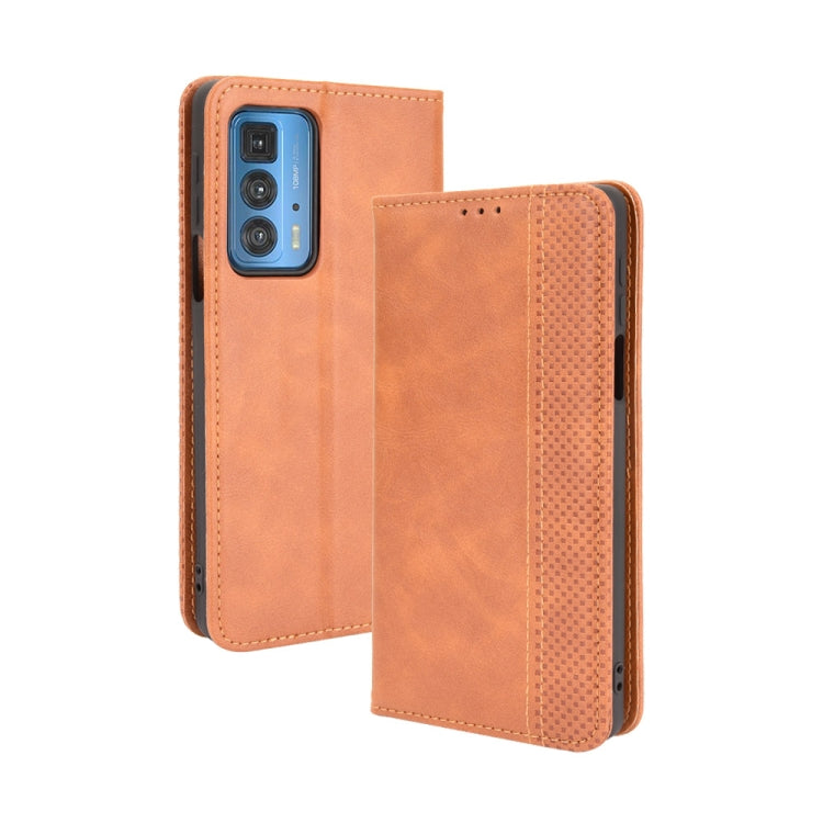 For Motorola Edge 20 Pro / Edge S Pro Magnetic Buckle Retro Crazy Horse Texture Horizontal Flip Leather Case with Holder & Card Slots & Photo Frame(Brown) - Motorola Cases by buy2fix | Online Shopping UK | buy2fix