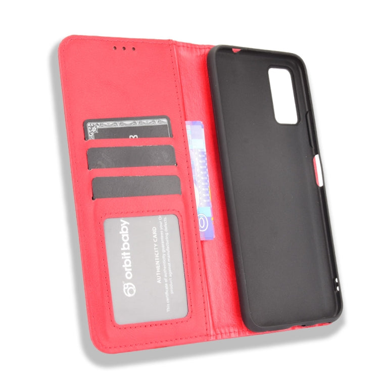 For ZTE Blade A71 Magnetic Buckle Retro Crazy Horse Texture Horizontal Flip Leather Case with Holder & Card Slots & Photo Frame(Red) - ZTE Cases by buy2fix | Online Shopping UK | buy2fix