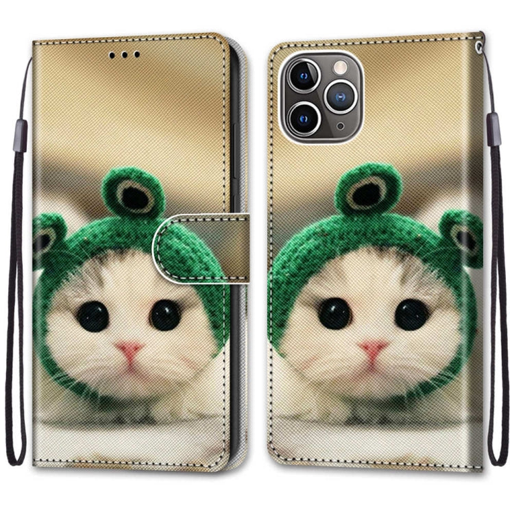 For iPhone 13 mini Coloured Drawing Cross Texture Horizontal Flip PU Leather Case with Holder & Card Slots & Wallet & Lanyard (Frog Kitten) - iPhone 13 mini Cases by buy2fix | Online Shopping UK | buy2fix