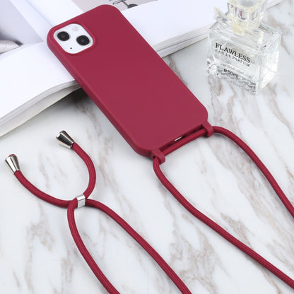 For iPhone 13 Candy Colors TPU Protective Case with Lanyard(Red) - iPhone 13 Cases by buy2fix | Online Shopping UK | buy2fix