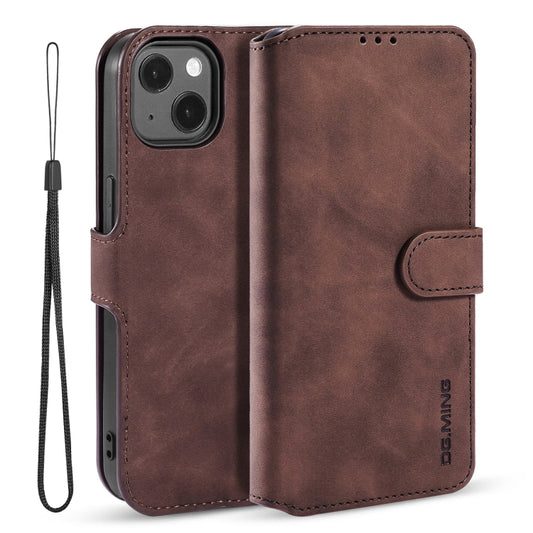 For iPhone 13 mini DG.MING Retro Oil Side Horizontal Flip Leather Case with Holder & Card Slots & Wallet (Coffee) - iPhone 13 mini Cases by DG.MING | Online Shopping UK | buy2fix