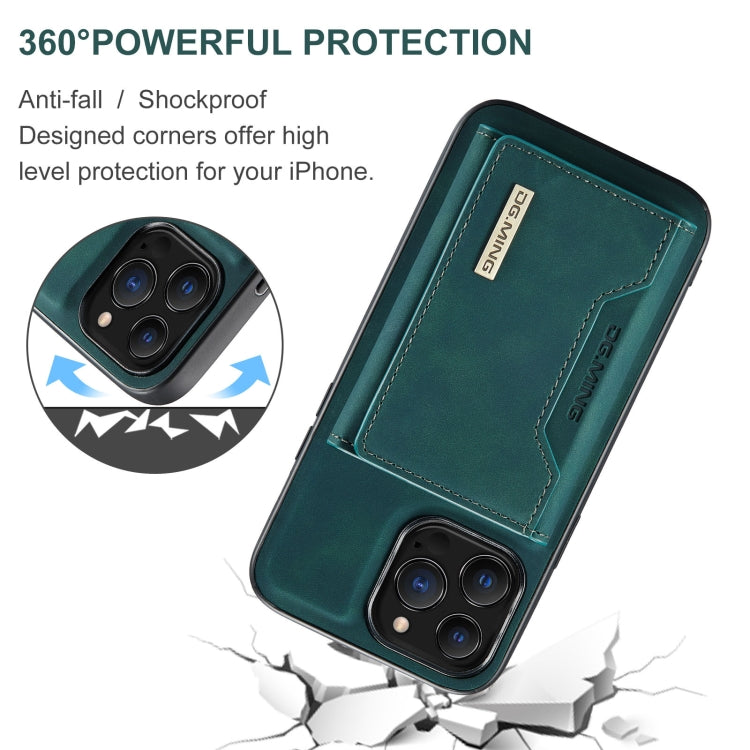 For iPhone 13 Pro DG.MING M2 Series 3-Fold Card Bag Shockproof Case with Wallet & Holder Function (Green) - iPhone 13 Pro Cases by DG.MING | Online Shopping UK | buy2fix