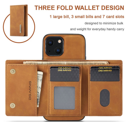 For iPhone 13 DG.MING M1 Series 3-Fold Multi Card Wallet Shockproof Case with Holder Function (Brown) - iPhone 13 Cases by DG.MING | Online Shopping UK | buy2fix