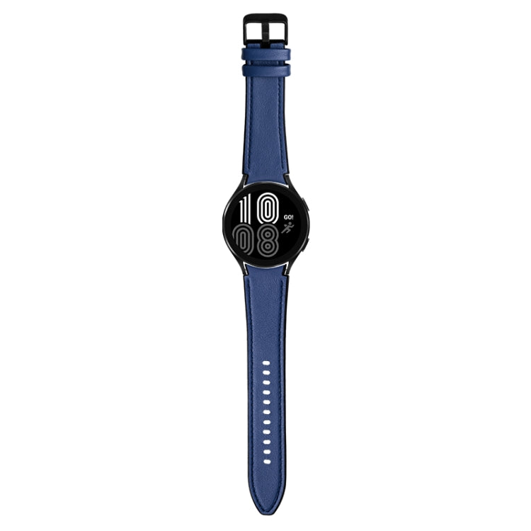 For Samsung Galaxy Watch4 Silicone + Leather Black Buckle Watch Band(Blue) - Watch Bands by buy2fix | Online Shopping UK | buy2fix