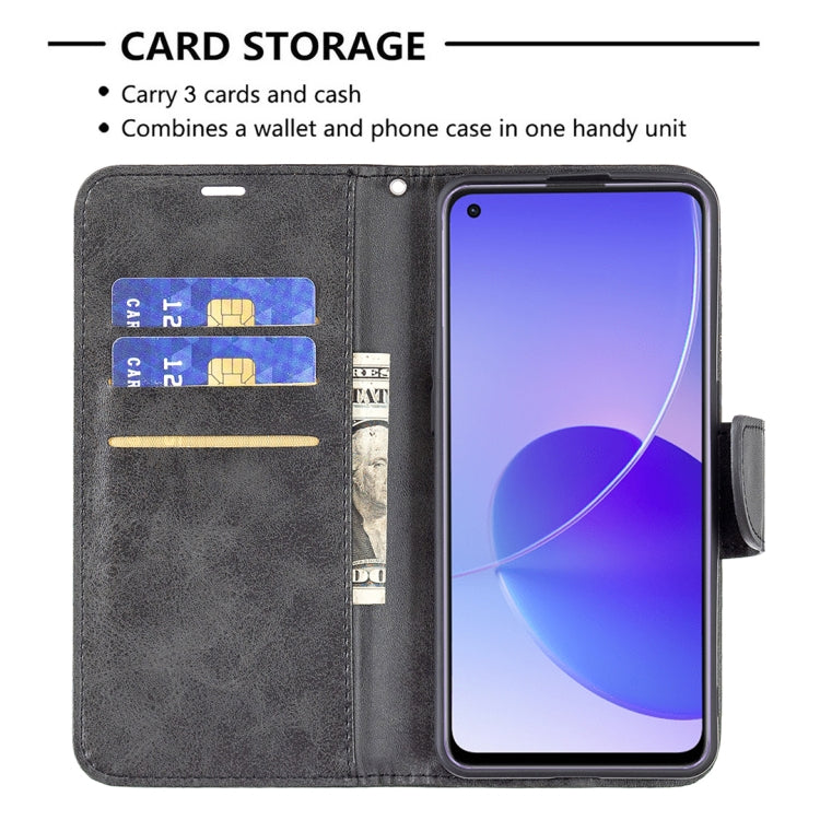 For OPPO Reno6 5G Retro Lambskin Texture Pure Color Horizontal Flip PU Leather Case with Holder & Card Slots & Wallet & Lanyard(Black) - OPPO Cases by buy2fix | Online Shopping UK | buy2fix