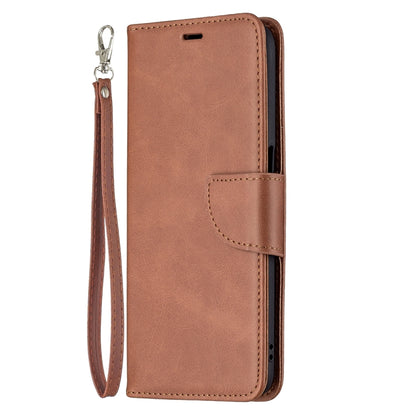 For OPPO Realme 8 5G/Realme V13 5G Retro Lambskin Texture Pure Color Horizontal Flip PU Leather Case with Holder & Card Slots & Wallet & Lanyard(Brown) - Realme Cases by buy2fix | Online Shopping UK | buy2fix