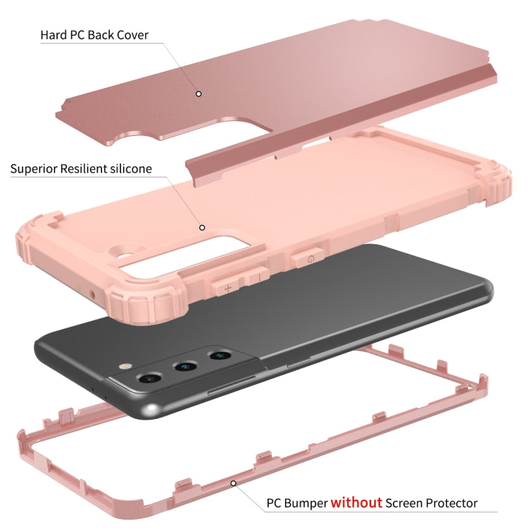 For Samsung Galaxy S21 5G 3 in 1 Shockproof PC + Silicone Protective Case(Rose Gold) - Galaxy S21 5G Cases by buy2fix | Online Shopping UK | buy2fix