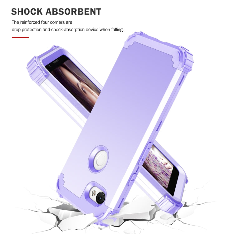For Google Pixel 3a XL 3 in 1 Shockproof PC + Silicone Protective Case(Purple) - Google Cases by buy2fix | Online Shopping UK | buy2fix