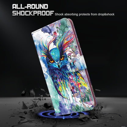 For iPhone 13 mini 3D Painting Pattern Horizontal Flip TPU + PU Leather Case with Holder & Card Slots & Wallet (Watercolor Owl) - iPhone 13 mini Cases by buy2fix | Online Shopping UK | buy2fix