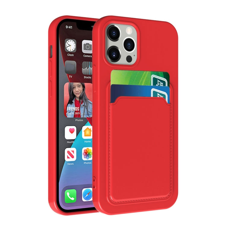 For iPhone 13 Pro Max TPU + Flannel Lining Shockproof Case with Card Slots (Pink Orange) - iPhone 13 Pro Max Cases by buy2fix | Online Shopping UK | buy2fix