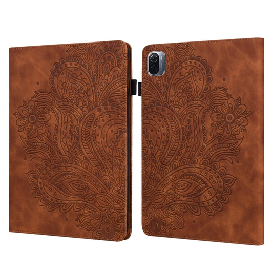 For Xiaomi Pad 5 Pro / Pad 5 Peacock Embossed Pattern TPU + PU Horizontal Flip Leather Case with Holder & Card Slots & Wallet & Sleep / Wake-up Function(Brown) - More Tablet Cases by buy2fix | Online Shopping UK | buy2fix