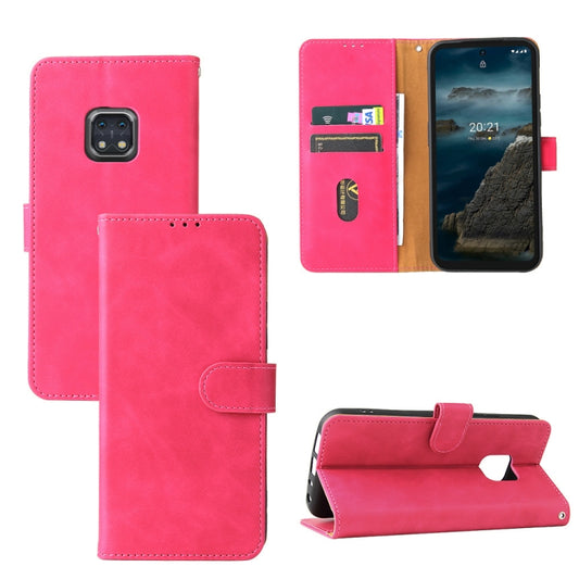 Solid Color Skin Feel Magnetic Buckle Horizontal Flip Calf Texture PU Leather Case with Holder & Card Slots & Wallet For Nokia XR20(Rose Red) - Nokia Cases by buy2fix | Online Shopping UK | buy2fix