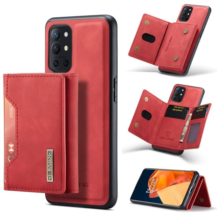 DG.MING M2 Series 3-Fold Multi Card Bag Back Cover Shockproof Case with Wallet & Holder Function For OnePlus 9R(Red) - OnePlus Cases by DG.MING | Online Shopping UK | buy2fix