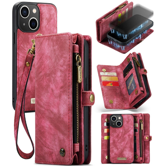 For iPhone 13 CaseMe-008 Detachable Multifunctional Horizontal Flip Leather Case with Card Slot & Holder & Zipper Wallet & Photo Frame(Red) - iPhone 13 Cases by CaseMe | Online Shopping UK | buy2fix