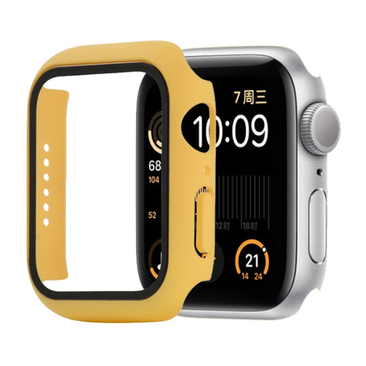 Shockproof PC+Tempered Glass Protective Case with Packed Carton For Apple Watch Series 6 & SE & 5 & 4 44mm(Yellow) - Watch Cases by buy2fix | Online Shopping UK | buy2fix