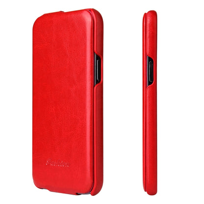 For iPhone 13 Pro Fierre Shann Retro Oil Wax Texture Vertical Flip PU Leather Case (Red) - iPhone 13 Pro Cases by FIERRE SHANN | Online Shopping UK | buy2fix