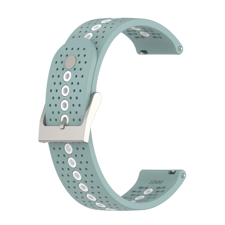 22mm Universal Colorful Hole Silicone Watch Band(Rock Cyan White) - Watch Bands by buy2fix | Online Shopping UK | buy2fix