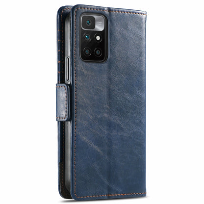 For Xiaomi Redmi 10 CaseNeo Business Splicing Dual Magnetic Buckle Horizontal Flip PU Leather Case with Holder & Card Slots & Wallet(Blue) - Xiaomi Cases by buy2fix | Online Shopping UK | buy2fix