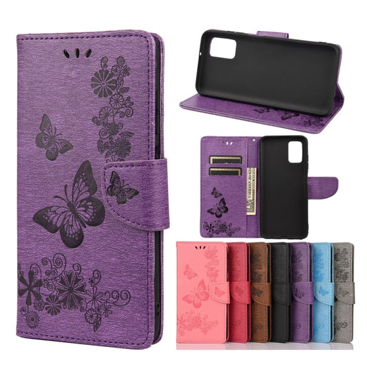 Vintage Embossed Floral Butterfly Pattern Horizontal Flip Leather Case with Card Slot & Holder & Wallet & Lanyard For Xiaomi Redmi 10(Purple) - Xiaomi Cases by buy2fix | Online Shopping UK | buy2fix