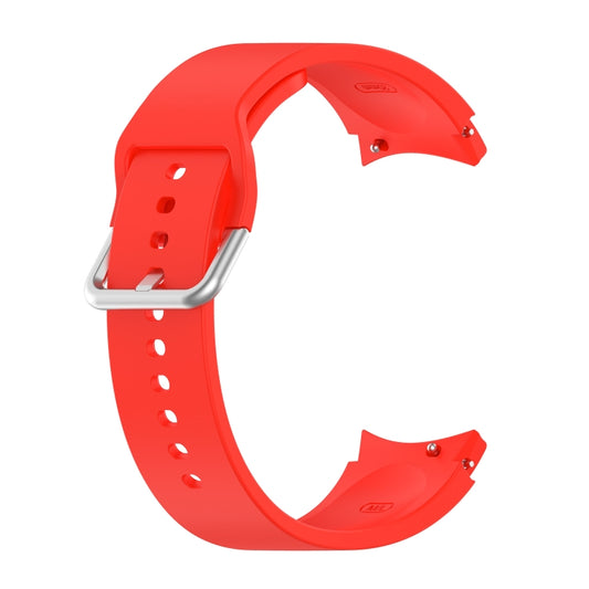 For Samung Galaxy Watch4 40mm / 44mm Silicone Silver Round Buckle Watch Band(Red) - Watch Bands by buy2fix | Online Shopping UK | buy2fix