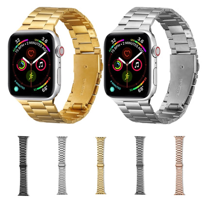 Ultra-thin Three-bead Metal Strap Watch Band For Apple Watch Ultra 49mm&Watch Ultra 2 49mm / Series 9&8&7 45mm / SE 3&SE 2&6&SE&5&4 44mm / 3&2&1 42mm(Gold) - Watch Bands by buy2fix | Online Shopping UK | buy2fix
