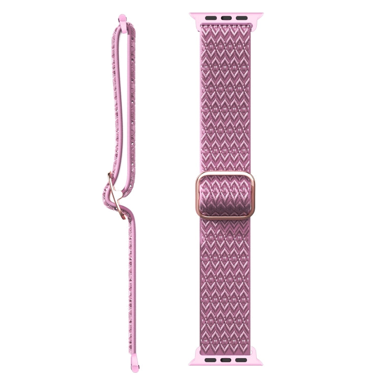 Adjustable Rhombic Texture Elastic Watch Band For Apple Watch Ultra 49mm&Watch Ultra 2 49mm / Series 9&8&7 45mm / SE 3&SE 2&6&SE&5&4 44mm / 3&2&1 42mm(Purple) - Watch Bands by buy2fix | Online Shopping UK | buy2fix