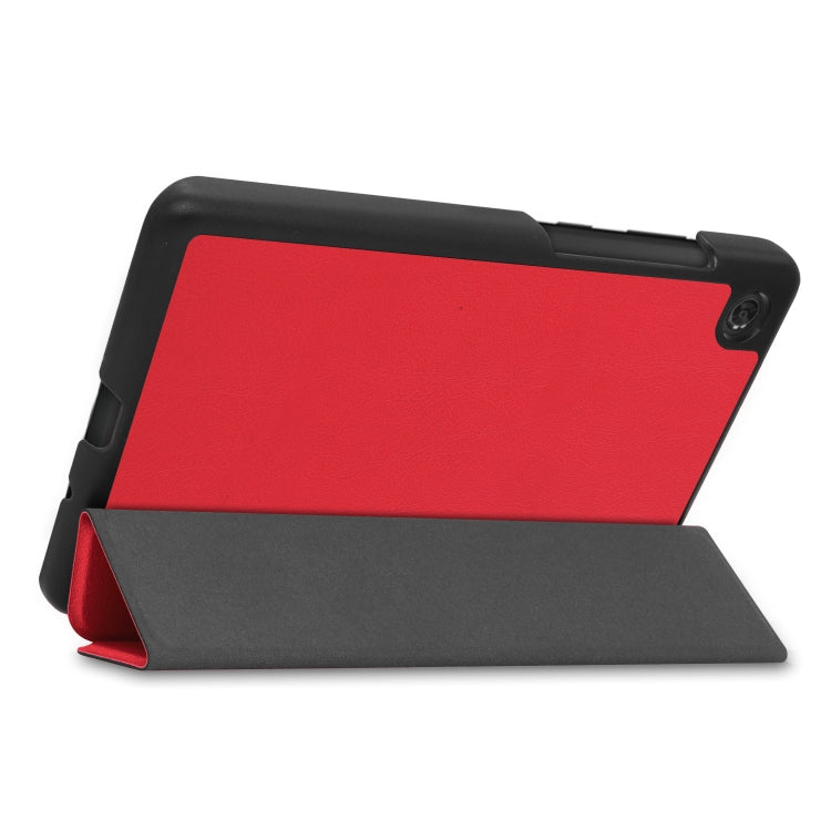 For Lenovo Tab M7 3rd Gen Custer Texture Horizontal Flip Leather Case with Three-folding Holder(Red) - Lenovo by buy2fix | Online Shopping UK | buy2fix