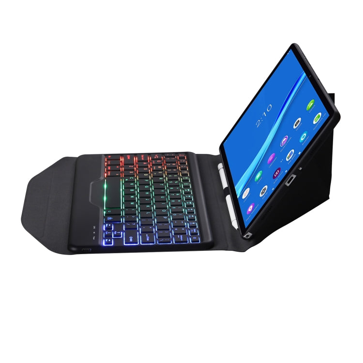 BM10S Backlight Edition Diamond Texture Detachable Bluetooth Keyboard Leather Tablet Case with Pen Slot & Triangular Back Support For Lenovo Smart Tab M10 HPD Plus TB-X606F 10.3 inch(Black) - Lenovo Keyboard by buy2fix | Online Shopping UK | buy2fix