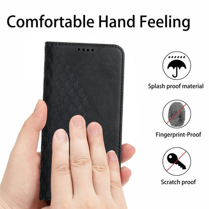 For iPhone 12 Pro Max Diamond Pattern Splicing Skin Feel Magnetic Horizontal Flip Leather Case with Card Slots & Holder & Wallet(Black) - iPhone 12 Pro Max Cases by buy2fix | Online Shopping UK | buy2fix