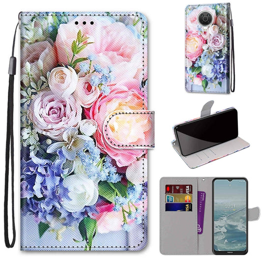 For Nokia G20 / G10 / 6.3 Coloured Drawing Cross Texture Horizontal Flip PU Leather Case with Holder & Card Slots & Wallet & Lanyard(Light Pink Bouquet) - Nokia Cases by buy2fix | Online Shopping UK | buy2fix
